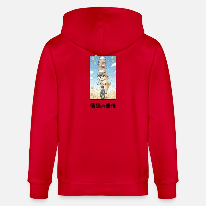 Noodle Stack Pup auf Einrad - Stanley/Stella Unisex Bio-Kapuzenjacke CULTIVATOR  - Rot