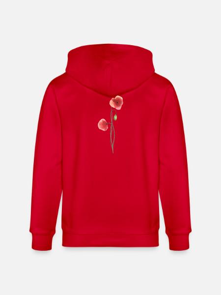 Blume: roter Mohn - Stanley/Stella Unisex Bio-Kapuzenjacke CULTIVATOR - Rot