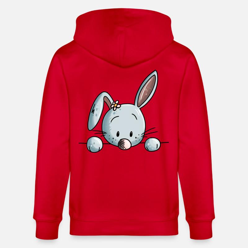 petit lapin doux - Lapin - Lapin - BD - Veste à capuche bio CULTIVATOR Stanley/Stella Unisexe - rouge