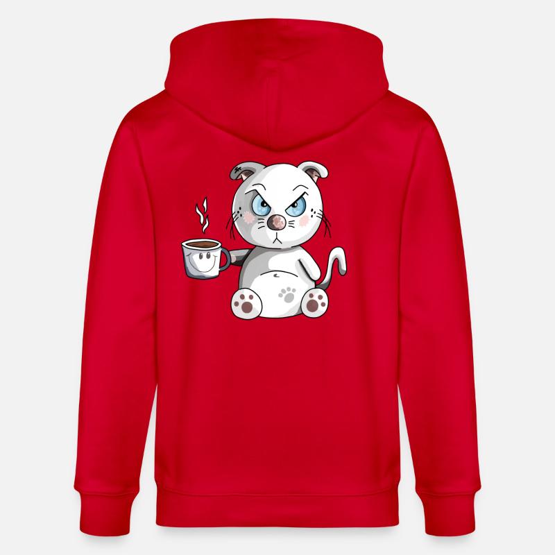 Grumme Lige chat Morgenmuffel - Café - Chats - Veste à capuche bio CULTIVATOR Stanley/Stella Unisexe - rouge