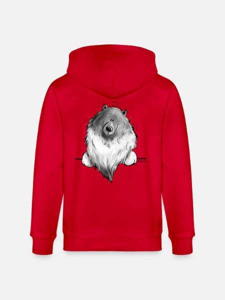 Funny Wolfsspitz I Comic Dog Gift - Stanley/Stella CULTIVATOR  Unisex Organic Hooded Jacket - red