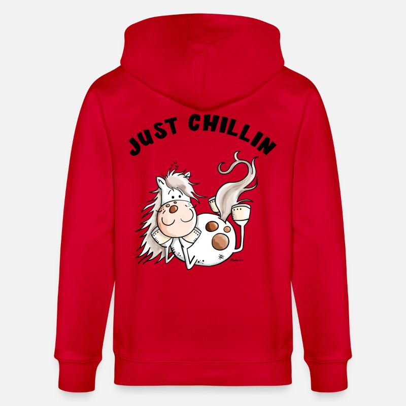 Chillendes Pferd - Comic - Pferde - Geschenk - Stanley/Stella Unisex Bio-Kapuzenjacke CULTIVATOR  - Rot