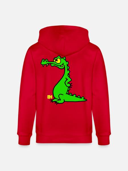 Smiling Crocodile, dreifarbiges Design - Stanley/Stella Unisex Bio-Kapuzenjacke CULTIVATOR - Rot