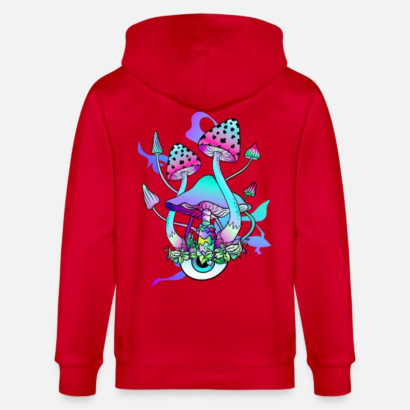 Trippy Hippie Champignon Psychédélique - Veste à capuche bio CULTIVATOR Stanley/Stella Unisexe - rouge