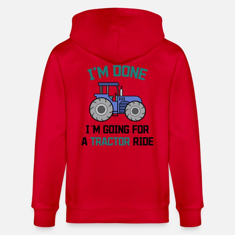 Bauer Traktor Statement Bauernhof Landwirtschaft - Stanley/Stella Unisex Bio-Kapuzenjacke CULTIVATOR  - Rot