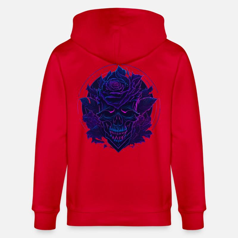 Neon Roses Skull EDM - Veste à capuche bio CULTIVATOR Stanley/Stella Unisexe - rouge