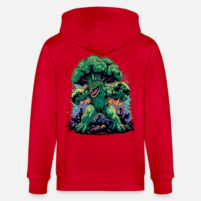 Brokkozilla monstre géant de brocoli - Veste à capuche bio CULTIVATOR Stanley/Stella Unisexe - rouge