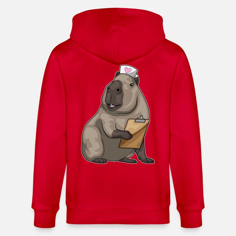 Capybara infirmière bloc-notes - Veste à capuche bio CULTIVATOR Stanley/Stella Unisexe - rouge