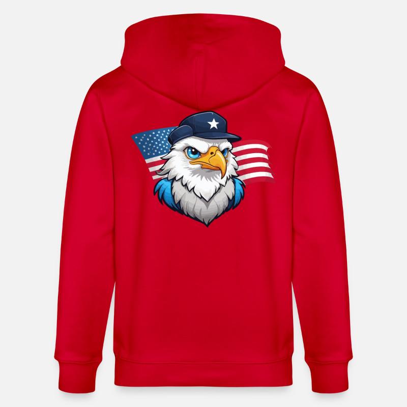 USA Eagle avec casquette d’aviateur - Veste à capuche bio CULTIVATOR Stanley/Stella Unisexe - rouge