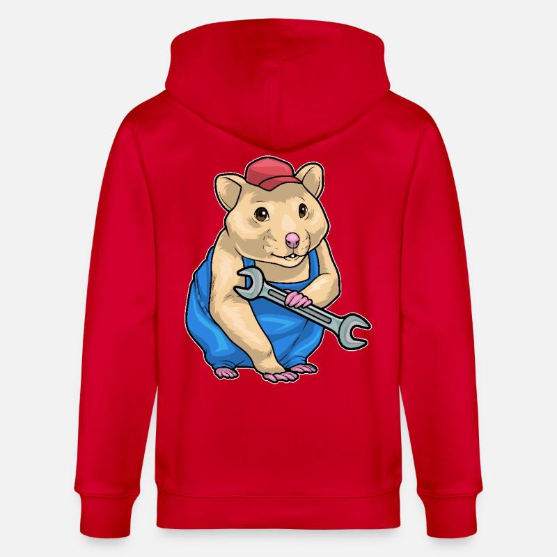 Clé mécanique hamster - Veste à capuche bio CULTIVATOR Stanley/Stella Unisexe - rouge
