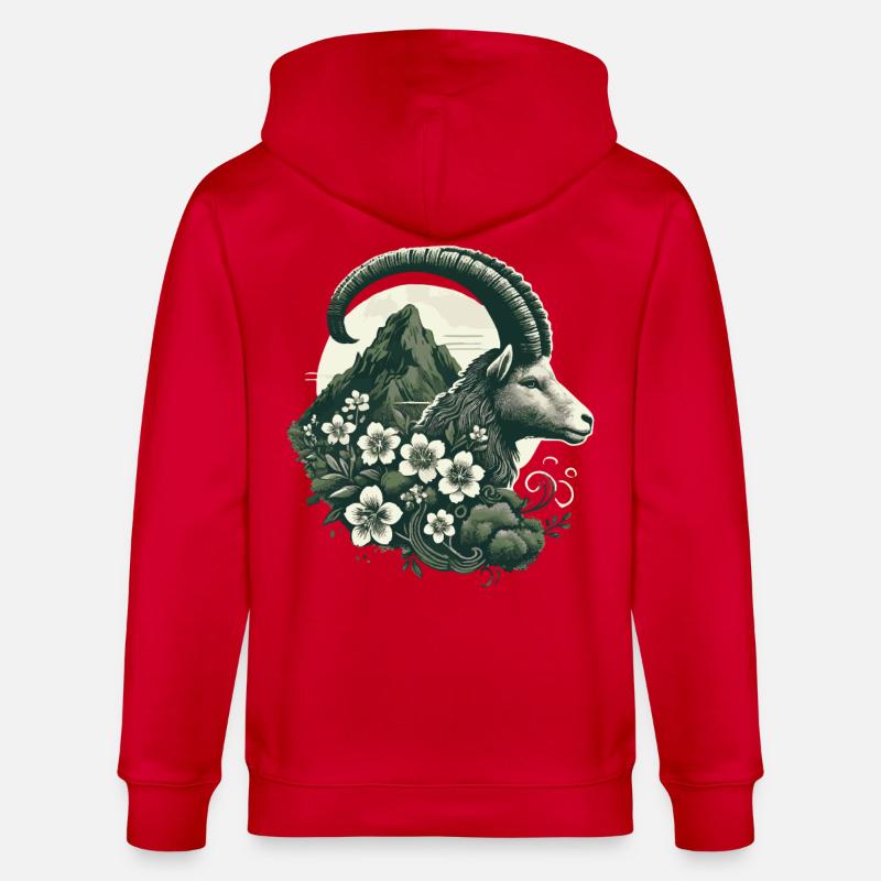 Steinbock Sternzeichen - Bergziege Astrologie - Stanley/Stella Unisex Bio-Kapuzenjacke CULTIVATOR  - Rot
