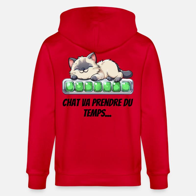 Katze wird Zeit brauchen - süßes Kätzchen - Stanley/Stella Unisex Bio-Kapuzenjacke CULTIVATOR  - Rot