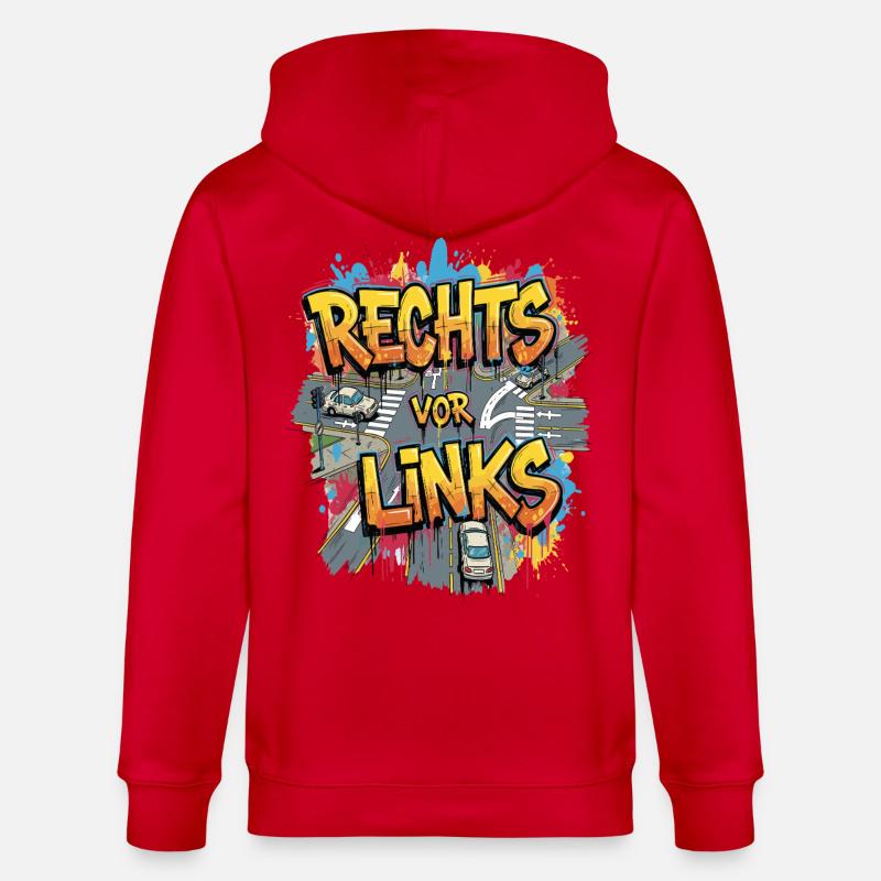 Rechts Vor Links -Graffiti Style - Stanley/Stella Unisex Bio-Kapuzenjacke CULTIVATOR - Rot