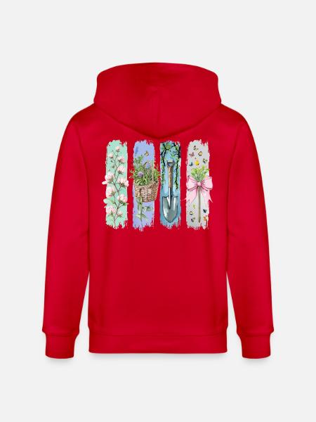 Gartenliebe Naturfreund Floral Motif - Stanley/Stella CULTIVATOR Unisex Organic Hooded Jacket - red