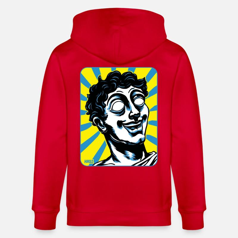 lustige Griechische Comic-Statue mit leerem Blick - Stanley/Stella Unisex Bio-Kapuzenjacke CULTIVATOR - Rot