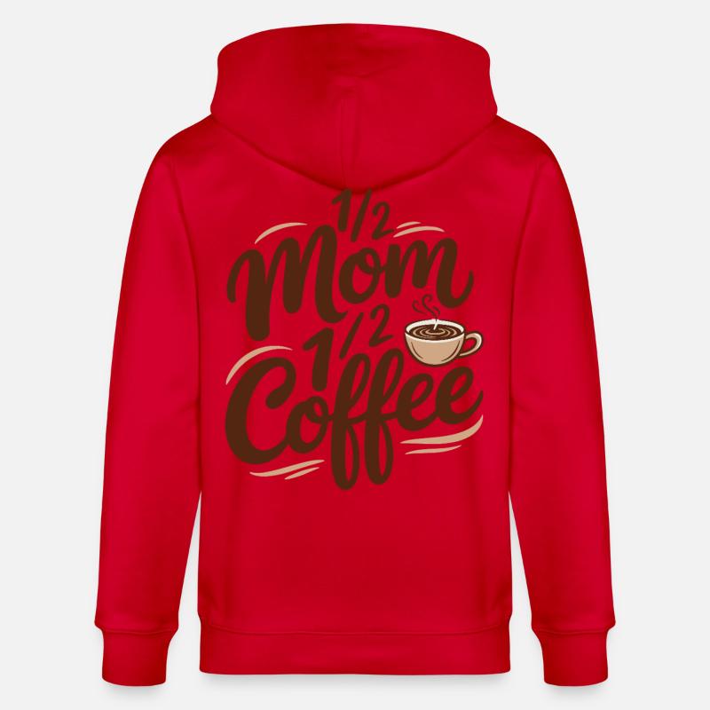 Mutter Koffein Halb Mama Halb Kaffee - Stanley/Stella Unisex Bio-Kapuzenjacke CULTIVATOR  - Rot