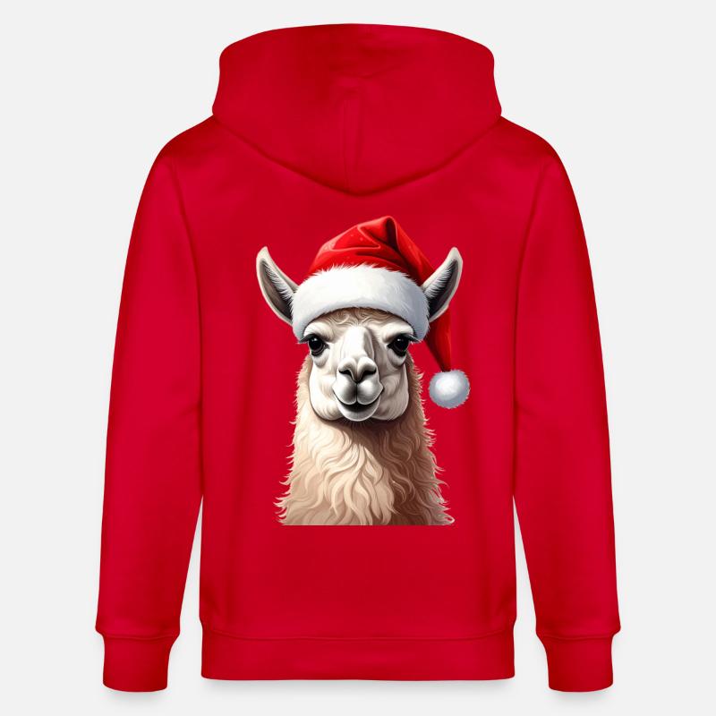 Lama oder Alpaka zu Weihnachten - Stanley/Stella Unisex Bio-Kapuzenjacke CULTIVATOR  - Rot
