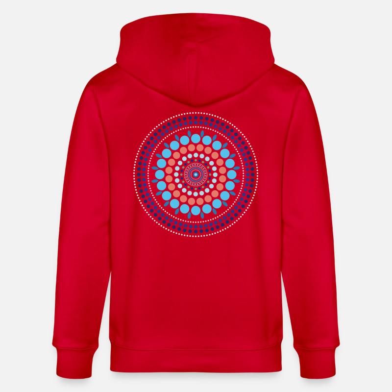 Blue Gradient Dot Mandala - Stanley/Stella Unisex Bio-Kapuzenjacke CULTIVATOR  - Rot
