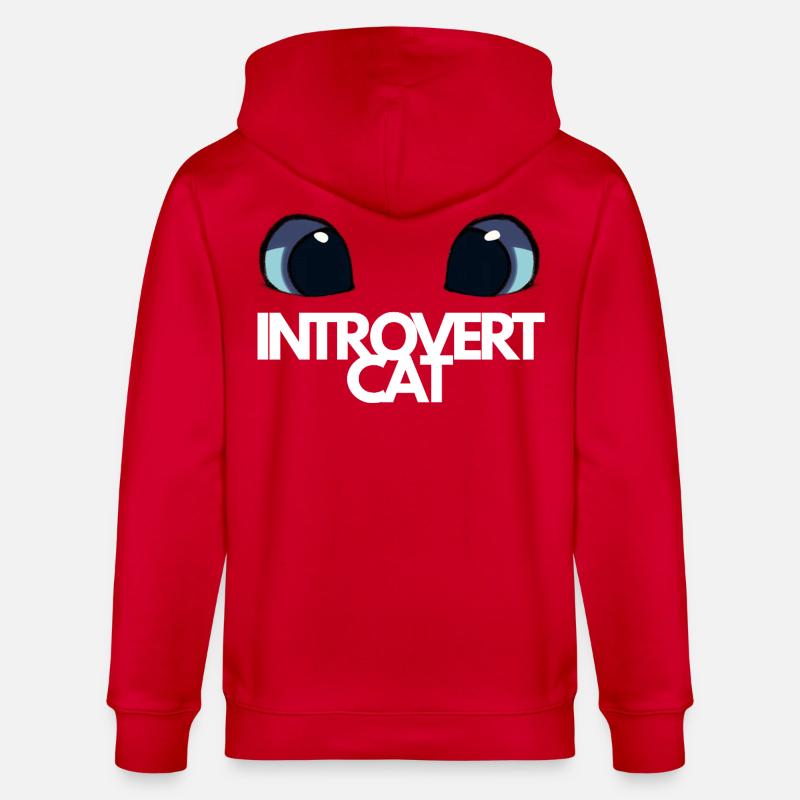 Chat Introvert Yeux Bleus - Veste à capuche bio CULTIVATOR Stanley/Stella Unisexe - rouge