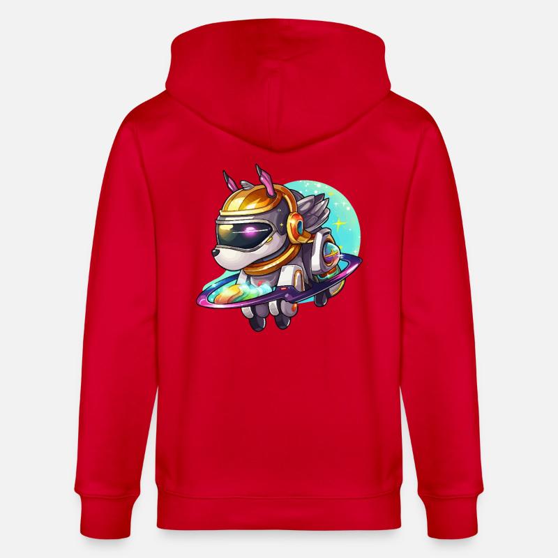 Chien de l’espace sur un hoverboard - Veste à capuche bio CULTIVATOR Stanley/Stella Unisexe - rouge