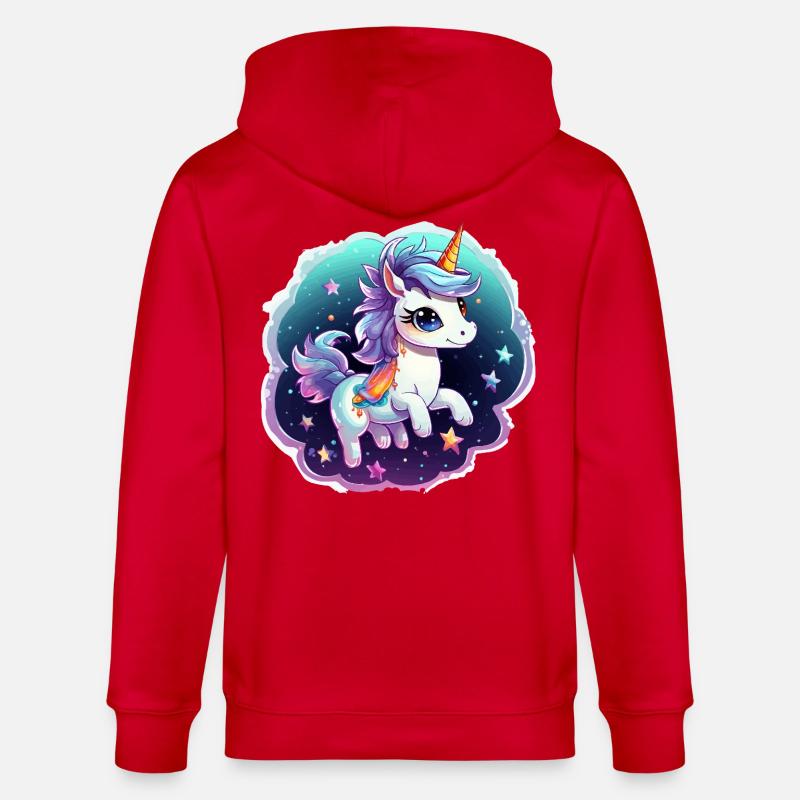 Kosmisches Einhorn mit Schal - Stanley/Stella Unisex Bio-Kapuzenjacke CULTIVATOR  - Rot