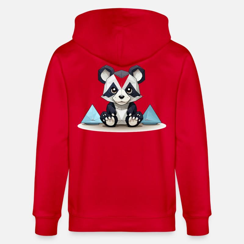 Low-Poly Panda am Eisgebirge - Stanley/Stella Unisex Bio-Kapuzenjacke CULTIVATOR  - Rot