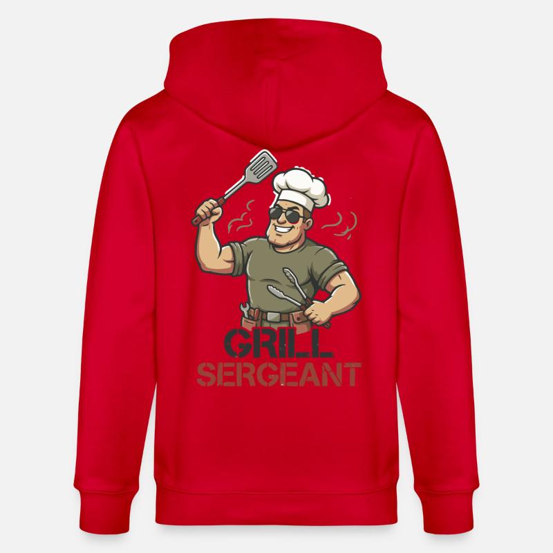 Grill Sergeant Lustiger BBQ Grillchef - Stanley/Stella Unisex Bio-Kapuzenjacke CULTIVATOR  - Rot