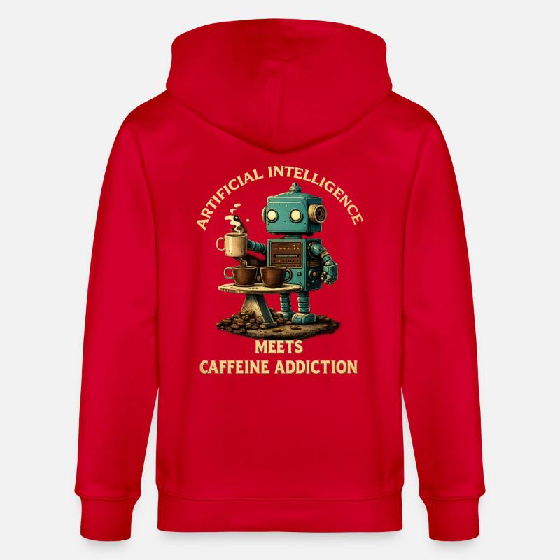 Coffee Robot – Artificial Intelligence Meets Koff - Stanley/Stella CULTIVATOR Unisex Organic Hooded Jacket - red