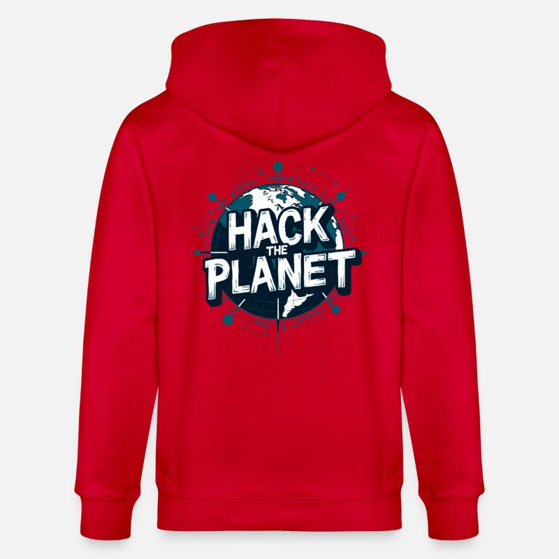 Globus Hack Motiv – Planetärer Techstil - Stanley/Stella Unisex Bio-Kapuzenjacke CULTIVATOR  - Rot