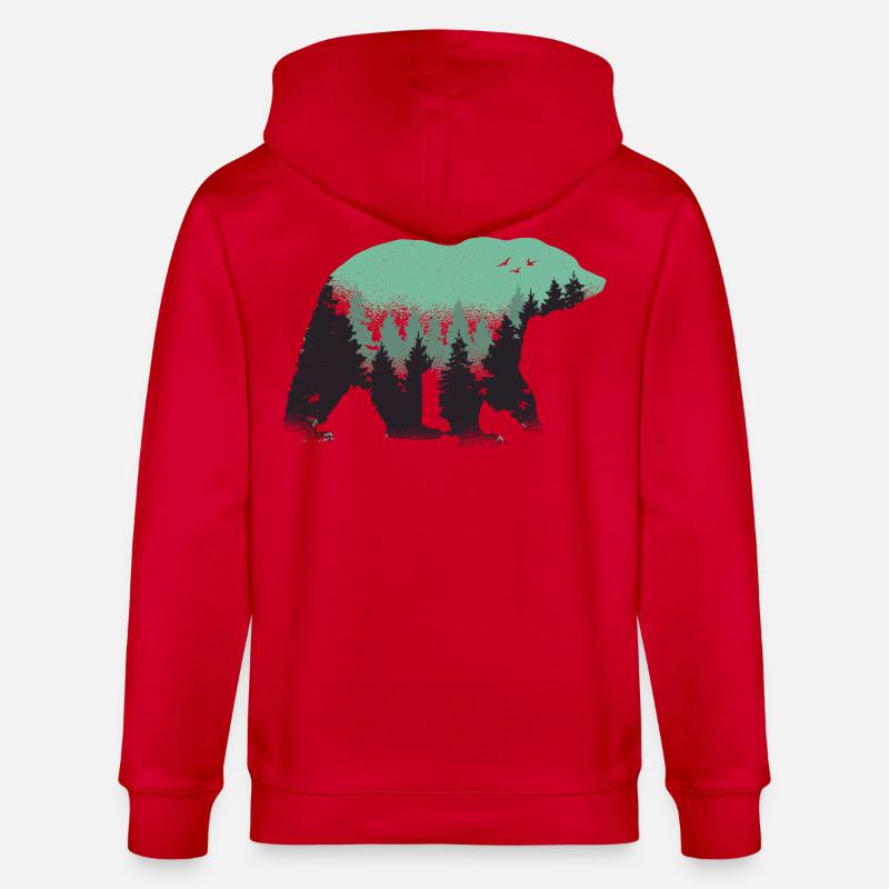 Bär Wald Natur - Stanley/Stella Unisex Bio-Kapuzenjacke CULTIVATOR  - Rot