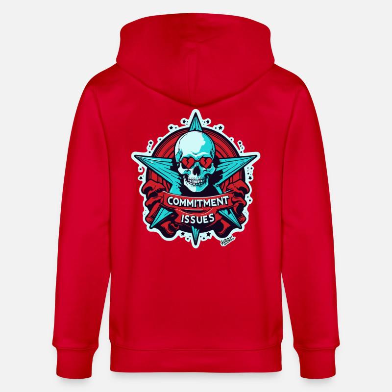 Commitment Issues Skull Badge - Stanley/Stella CULTIVATOR Unisex Organic Hooded Jacket - red