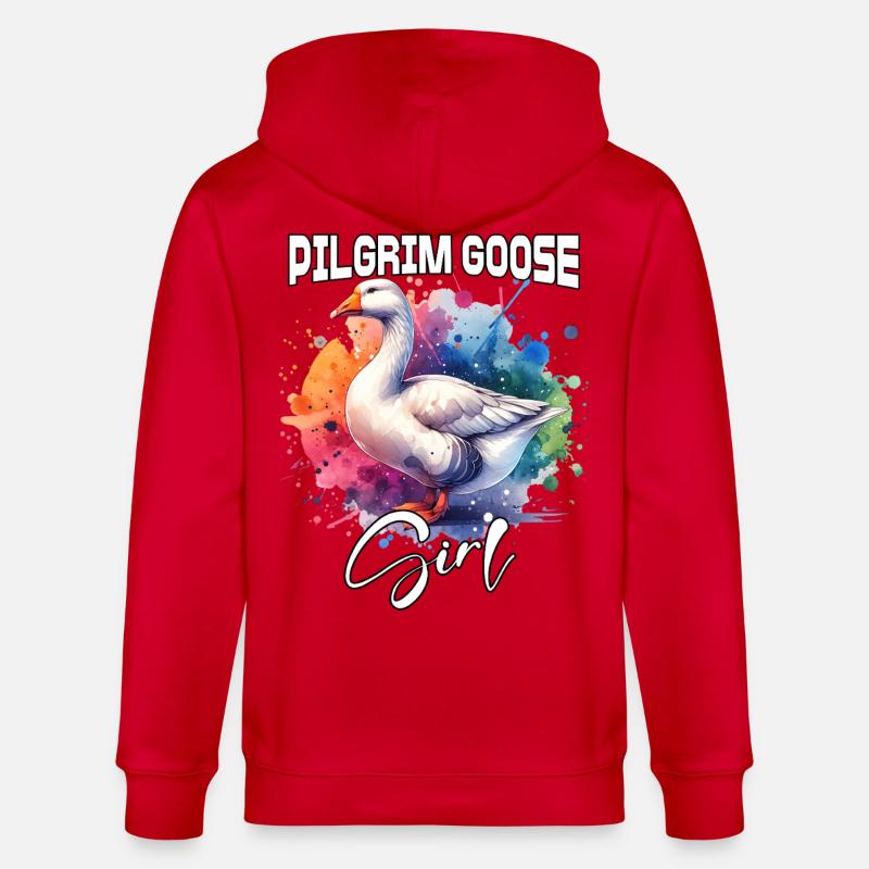 Pilgrim Goose Mädchen Pilgrim Gans - Stanley/Stella Unisex Bio-Kapuzenjacke CULTIVATOR  - Rot
