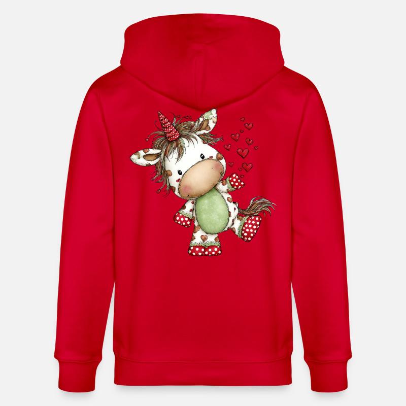 Süßes Herz-Einhorn: Verspieltes Comic-Design - Stanley/Stella Unisex Bio-Kapuzenjacke CULTIVATOR  - Rot