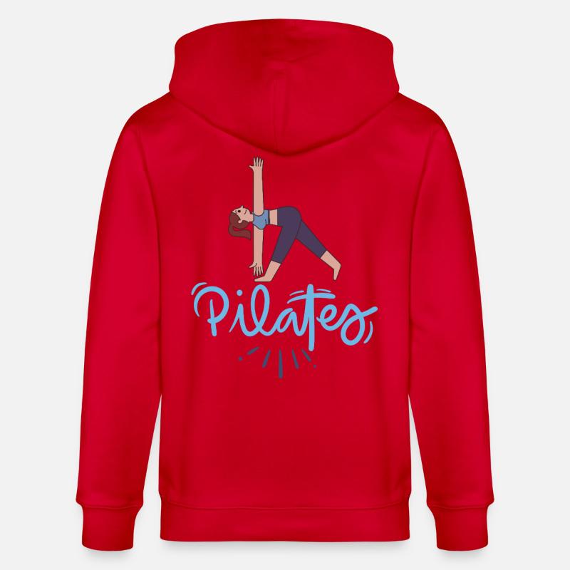 Pilates-Pose und blaue Buchstaben - Stanley/Stella Unisex Bio-Kapuzenjacke CULTIVATOR  - Rot