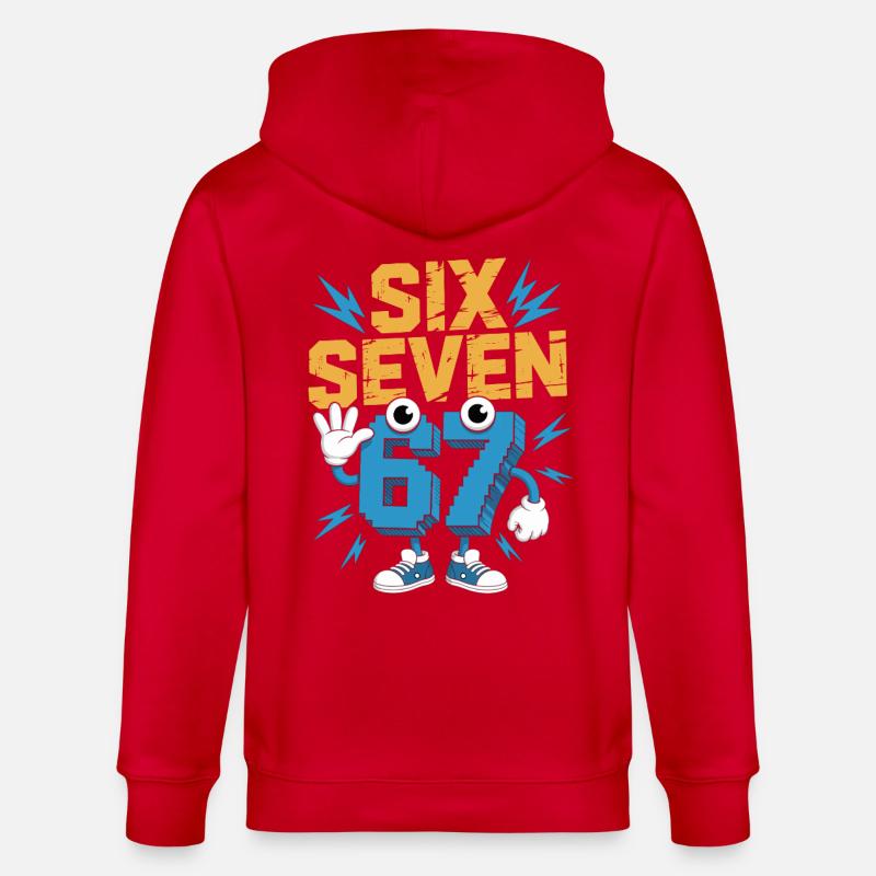 Zahlenheld 67 im Comicstil - Stanley/Stella Unisex Bio-Kapuzenjacke CULTIVATOR  - Rot