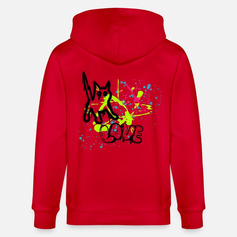 Neon Graffiti Splatter Pattern - Stanley/Stella CULTIVATOR  Unisex Organic Hooded Jacket - red