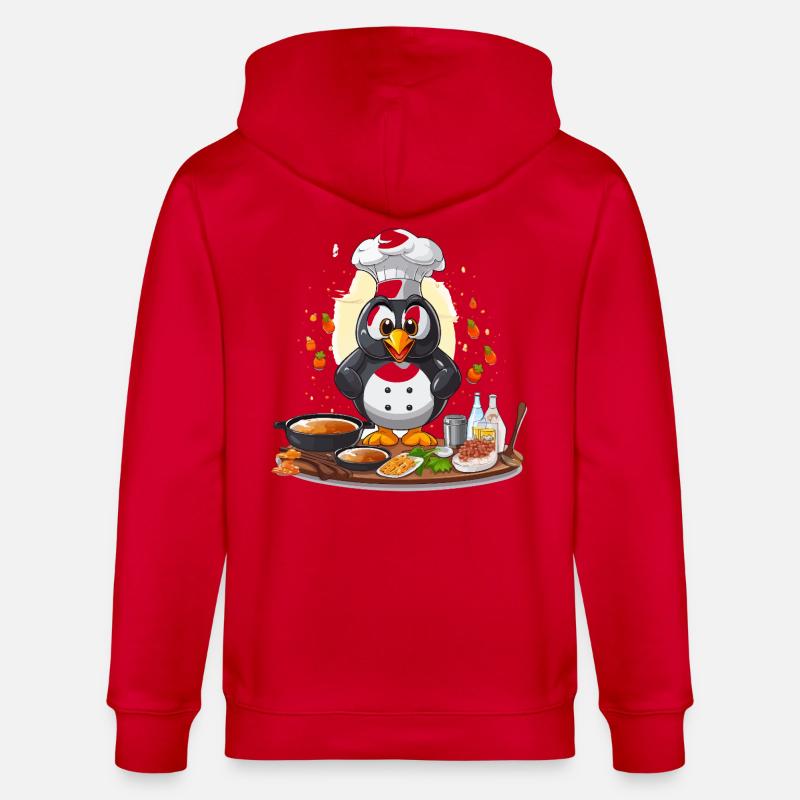 Küchenpinguin Chef Design - Stanley/Stella Unisex Bio-Kapuzenjacke CULTIVATOR - Rot