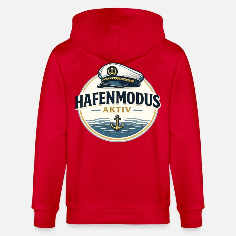 Hafenmodus aktiv maritimer Anker Spruch - Stanley/Stella Unisex Bio-Kapuzenjacke CULTIVATOR - Rot