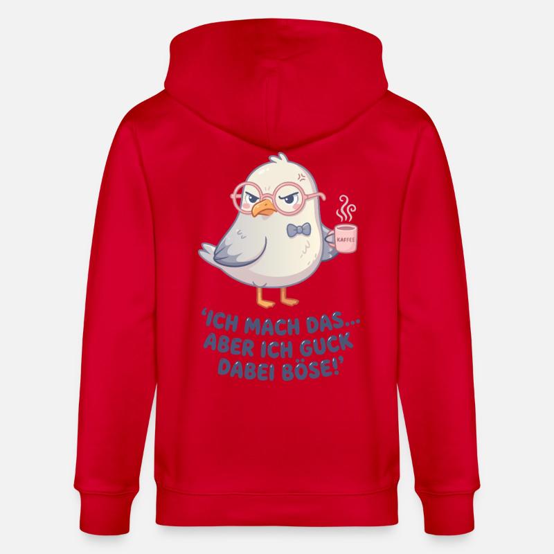 Möwe Kaffee Spruch - Stanley/Stella Unisex Bio-Kapuzenjacke CULTIVATOR - Rot