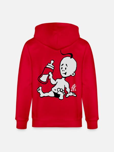 Baby with a milk bottle - Stanley/Stella CULTIVATOR Unisex Organic Hooded Jacket - red