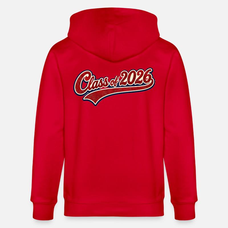 Class 2026 Retro Script - Stanley/Stella CULTIVATOR Unisex Organic Hooded Jacket - red