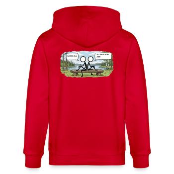 Savo Guys Duo 7 Lakescape Bankdiskussion - Stanley/Stella Unisex Bio-Kapuzenjacke CULTIVATOR  - Rot - Hinten - Anna (173cm)