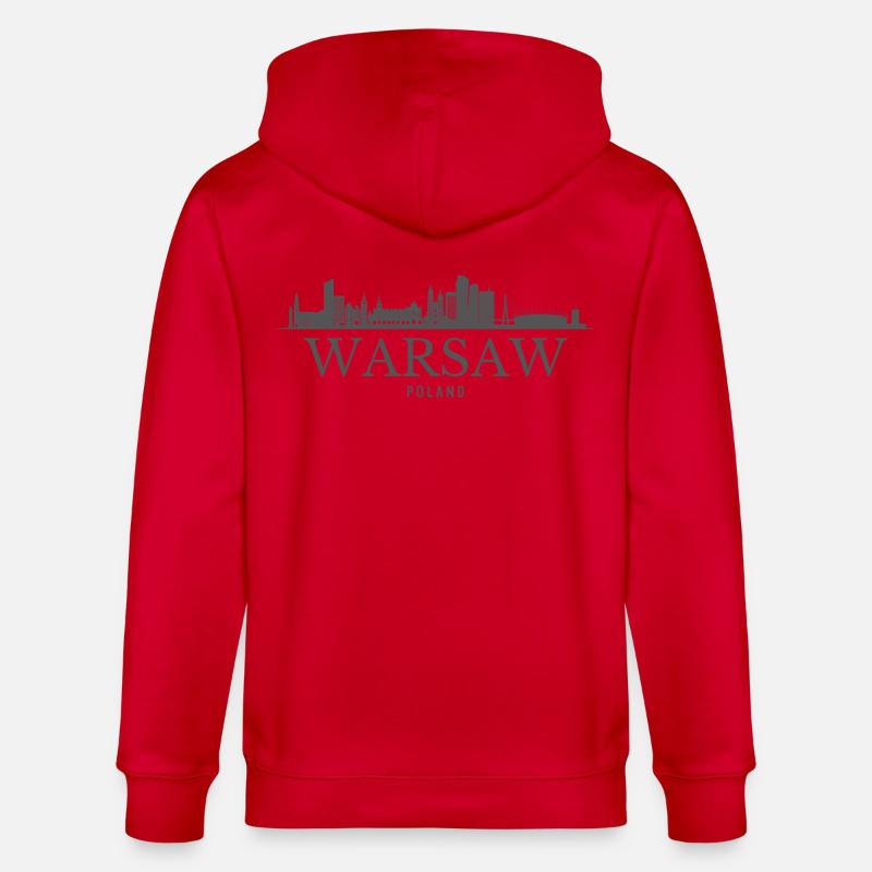 Varsovie, Pologne, silhouette de Varsovie - Veste à capuche bio CULTIVATOR Stanley/Stella Unisexe - rouge