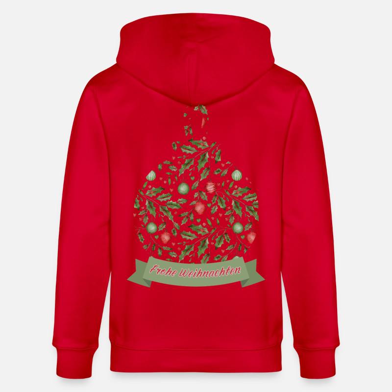 Weihnachtskugel mit Text Frohe Weihnachten - Stanley/Stella Unisex Bio-Kapuzenjacke CULTIVATOR  - Rot