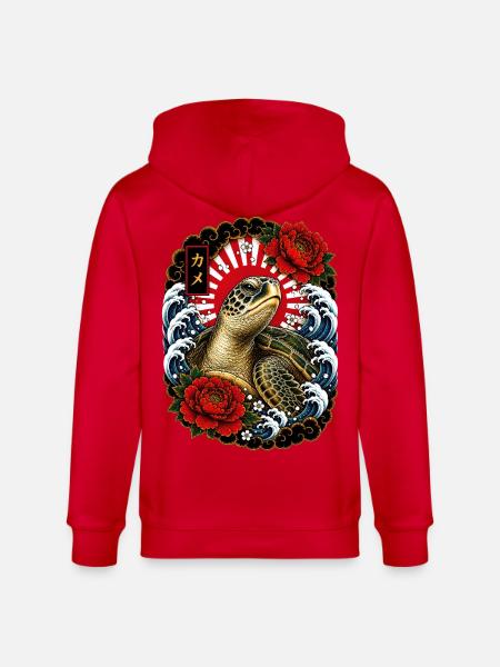 Schildkröte im japanischen Irezumi Stil - Stanley/Stella Unisex Bio-Kapuzenjacke CULTIVATOR  - Rot