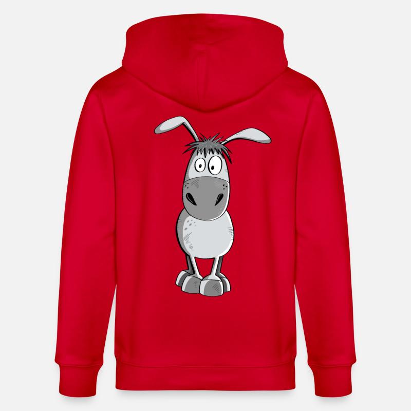 Witziger Grauer Esel - Tiere - Comic - Stanley/Stella Unisex Bio-Kapuzenjacke CULTIVATOR  - Rot