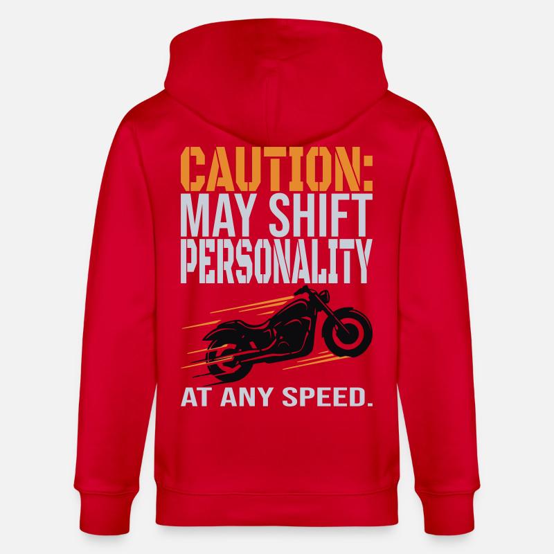 Caution – Personality Shift Biker Design - Stanley/Stella CULTIVATOR  Unisex Organic Hooded Jacket - red