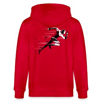 rennender Mann schwarz und weiß - Stanley/Stella Unisex Bio-Kapuzenjacke CULTIVATOR  - Rot - Hinten - Anna (173cm)