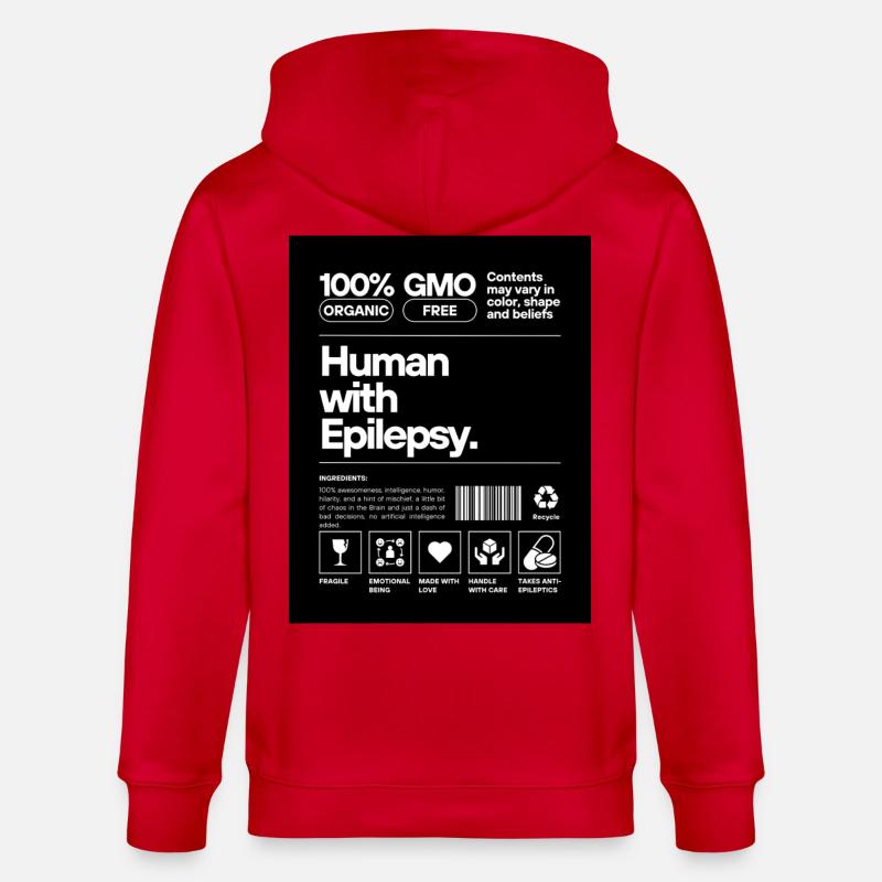 Human with Epilepsy - Stanley/Stella CULTIVATOR  Unisex Organic Hooded Jacket - red