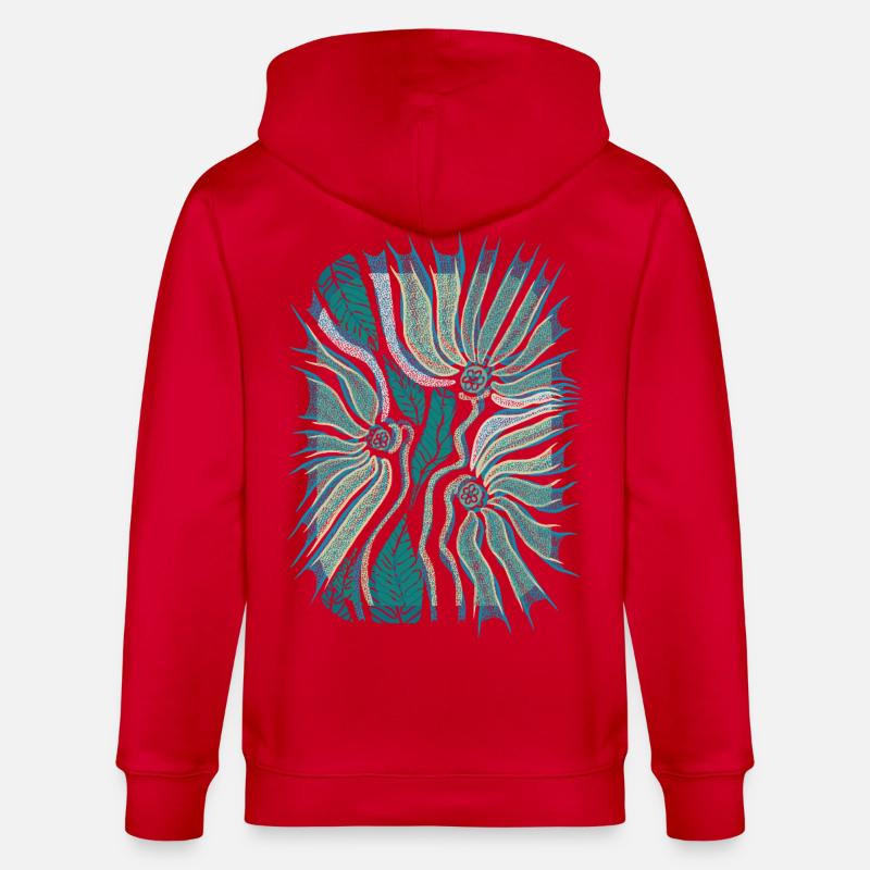 Floraison tropicale abstraite en sarcelle - Veste à capuche bio CULTIVATOR Stanley/Stella Unisexe - rouge